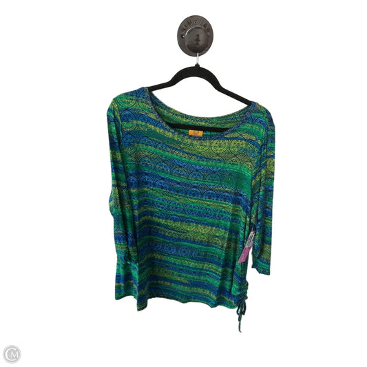 Top 3/4 Sleeve By Ruby Rd In Blue & Green, Size: 1x