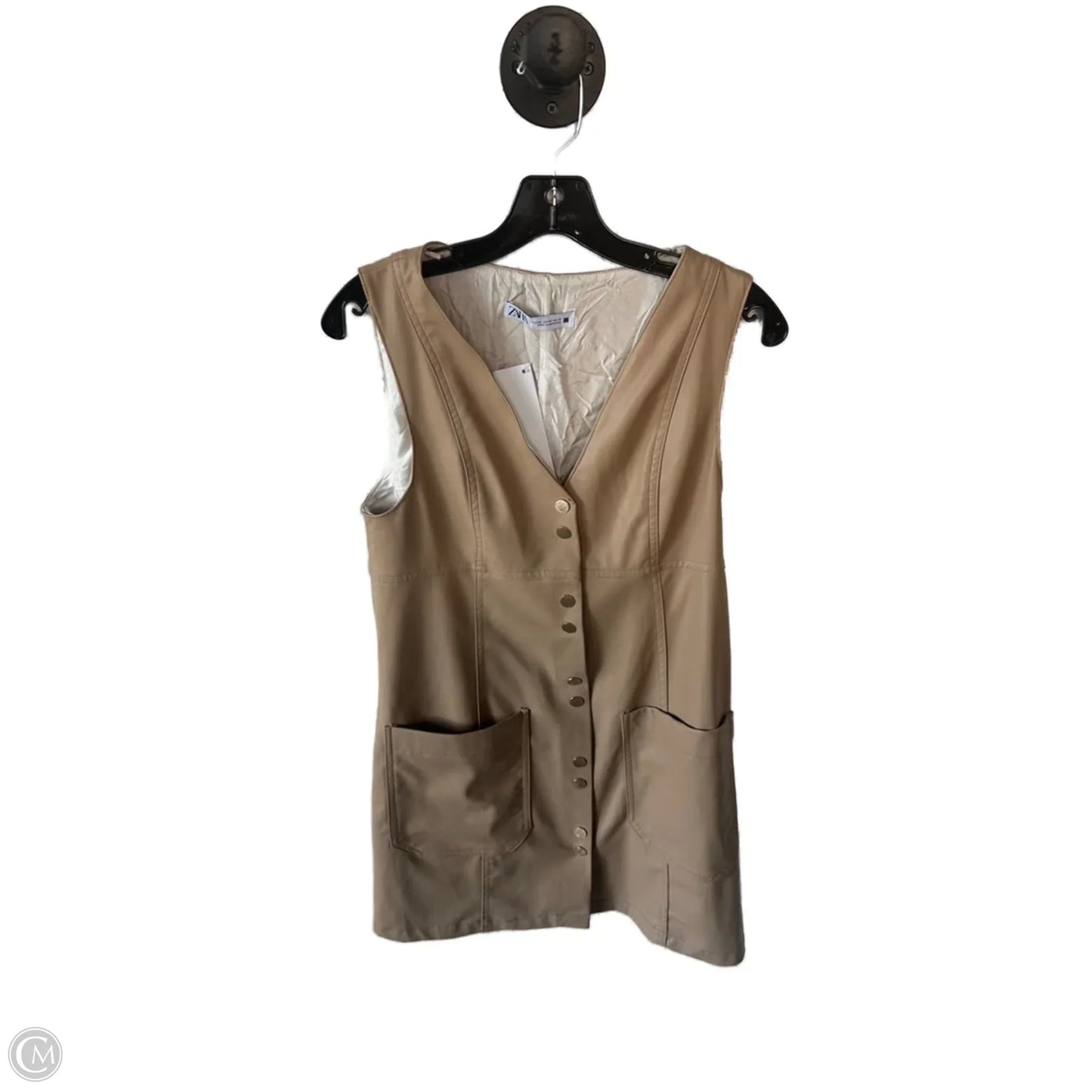 Dress Casual Short By Zara In Tan, Size: Xs