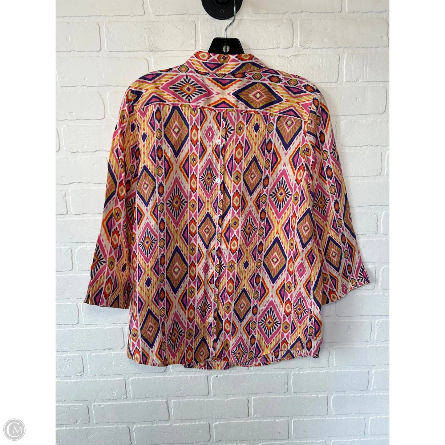 Top 3/4 Sleeve By Chicos In Pink & Purple, Size: S