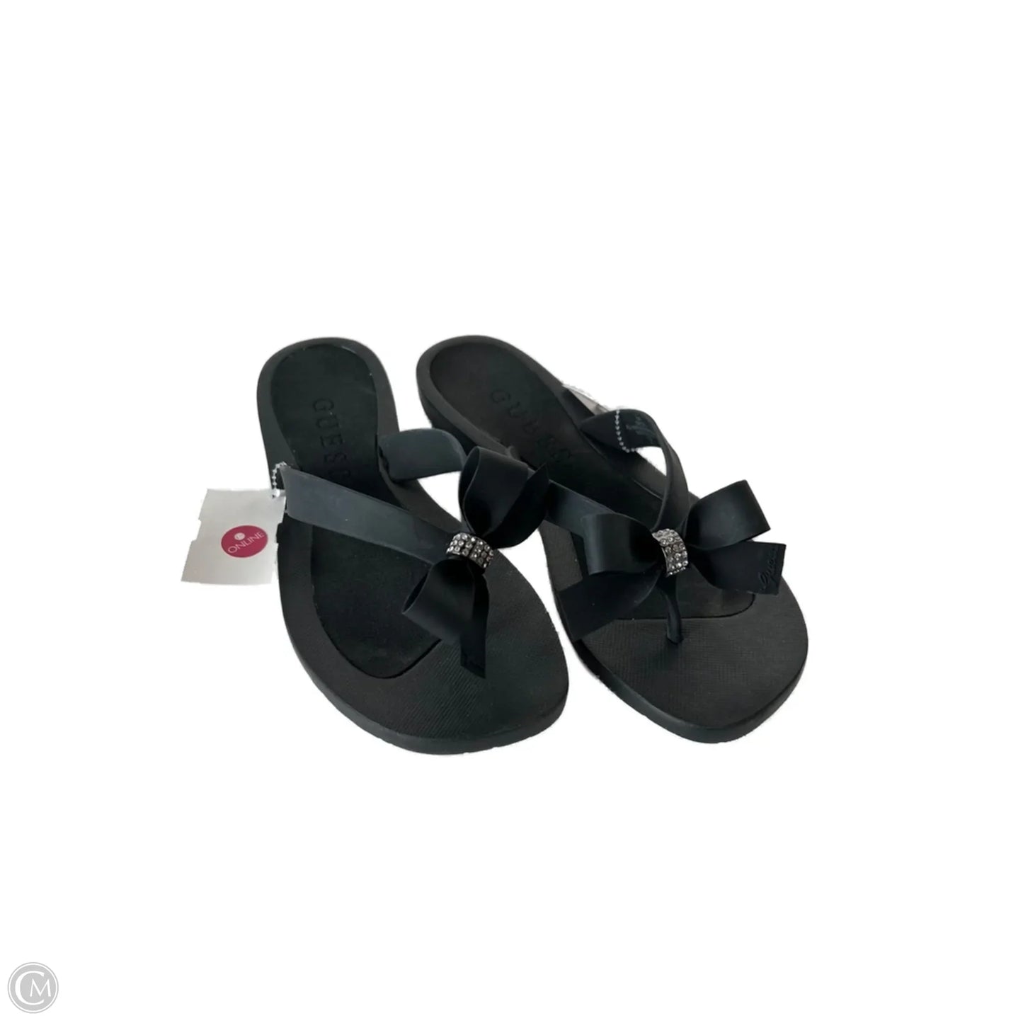 Sandals Flip Flops By Guess In Black, Size: 8