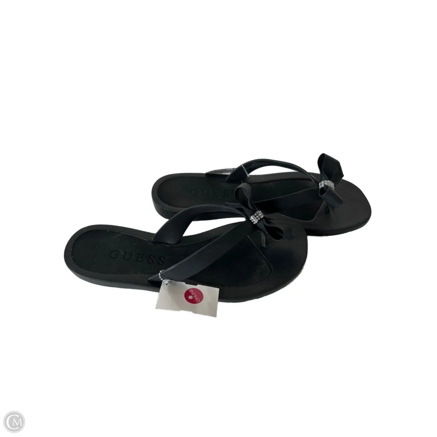 Sandals Flip Flops By Guess In Black, Size: 8