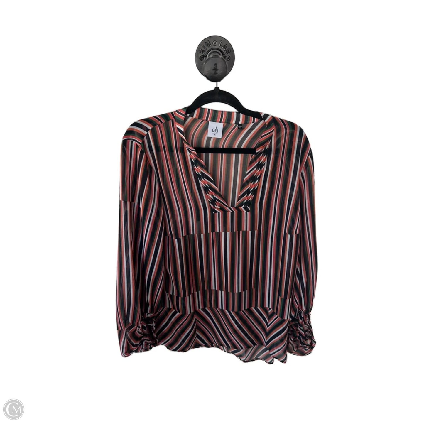 Top Long Sleeve By Cabi In Blue & Green, Size: M