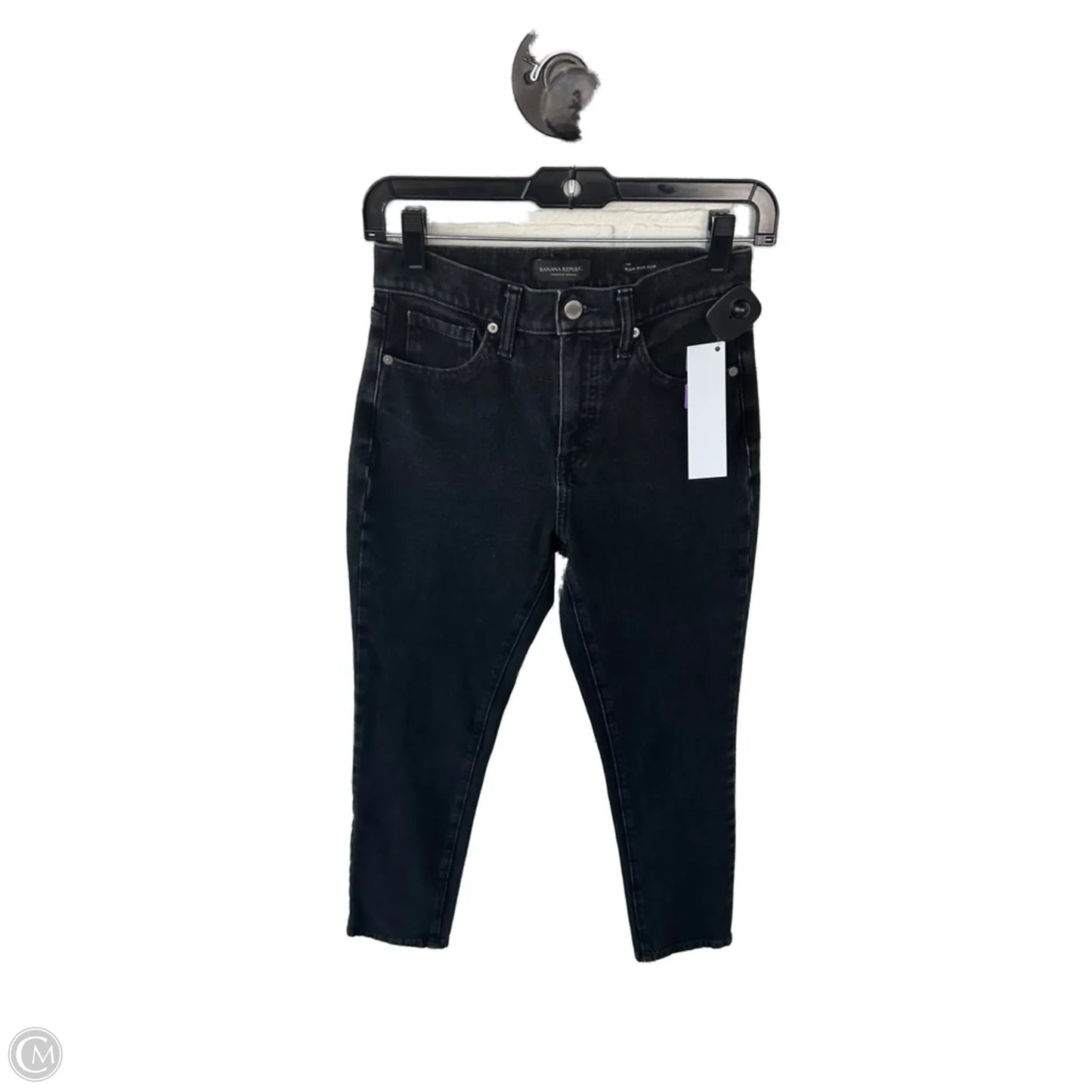 Jeans Straight By Banana Republic In Black Denim, Size: 2