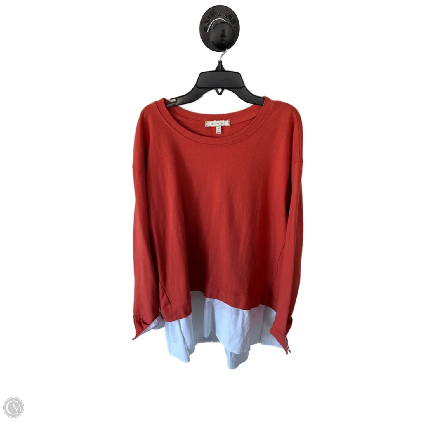 Sweater By Eri + Ali In Orange & White, Size: M