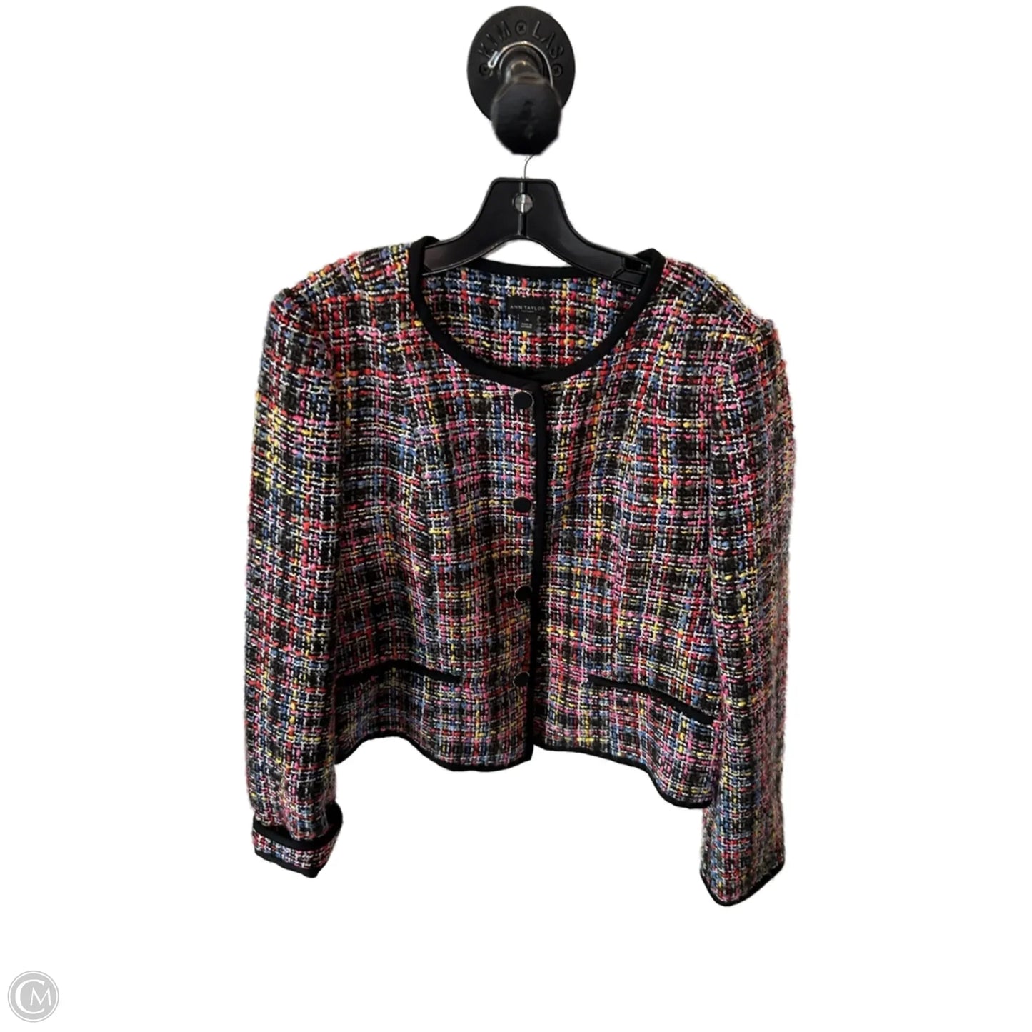 Blazer By Ann Taylor In Black & Pink, Size: Xl