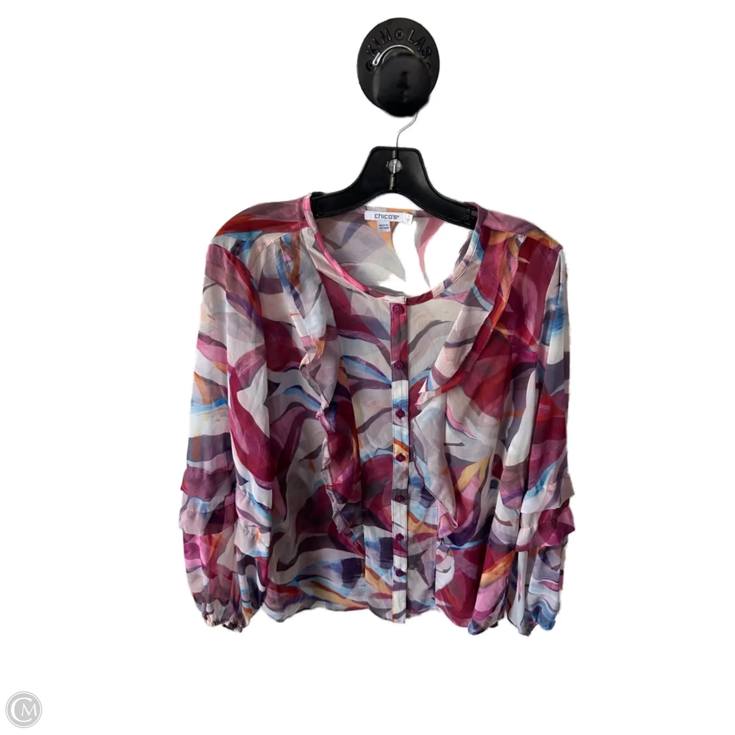 Top Long Sleeve By Chicos In Pink & Red, Size: M