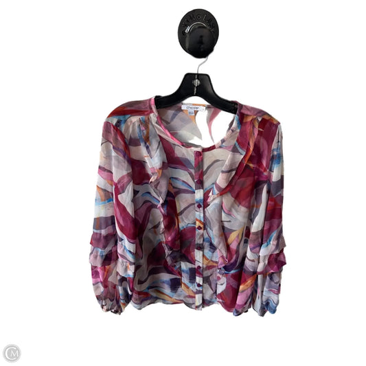 Top Long Sleeve By Chicos In Pink & Red, Size: M