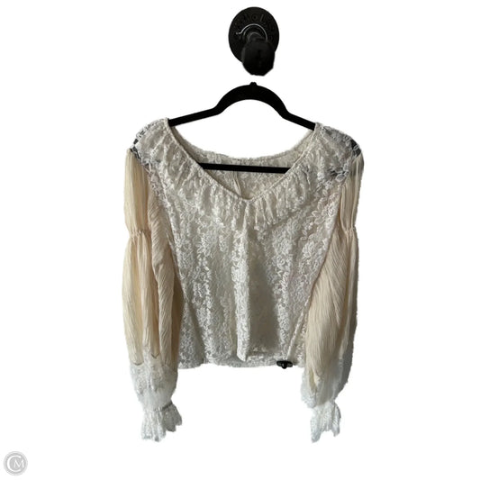 Top Long Sleeve By Anthropologie In Cream, Size: L