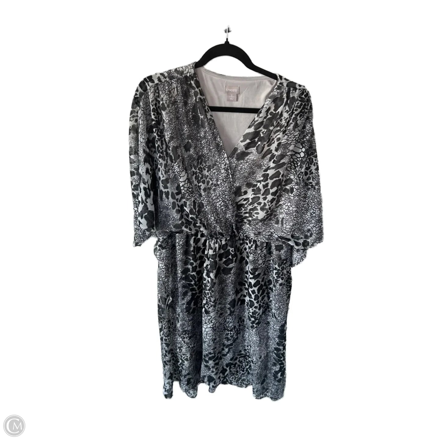 Dress Casual Midi By Chicos In Black & Grey, Size: Xl