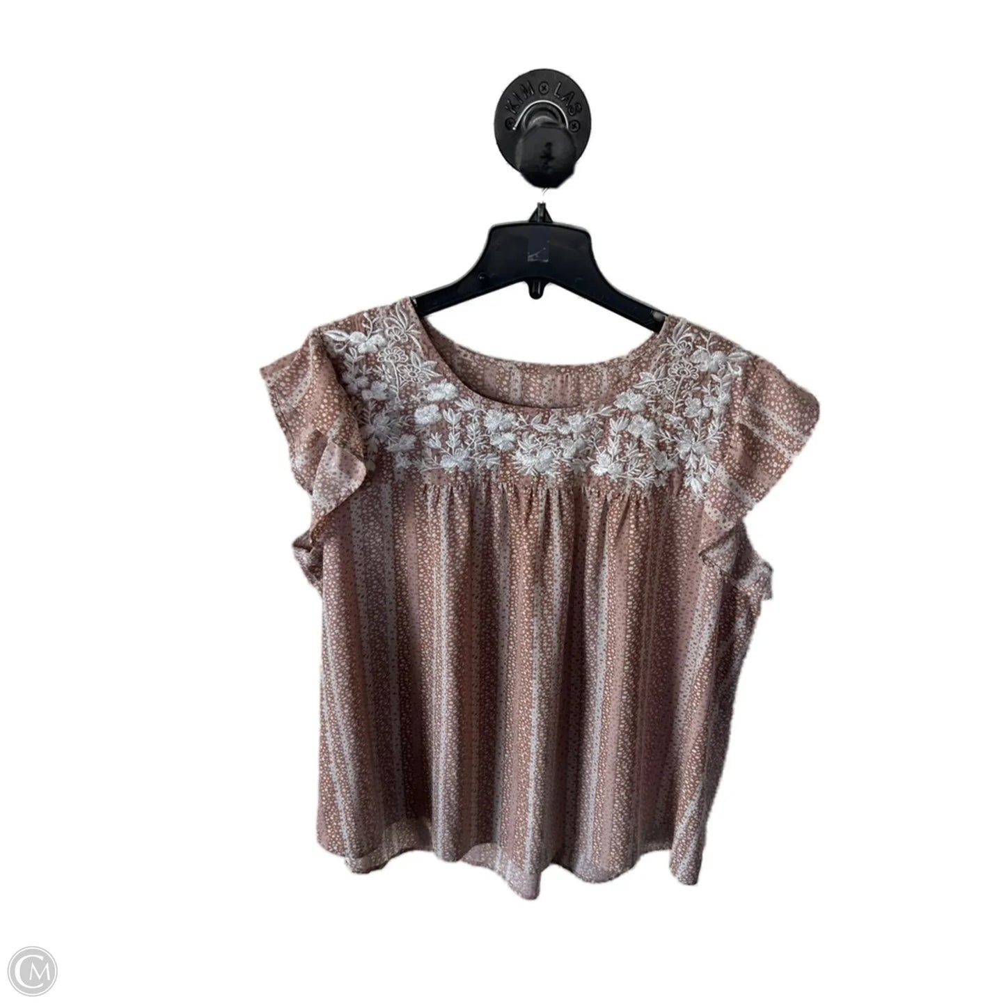 Top Short Sleeve By Clothes Mentor In Tan, Size: 3x
