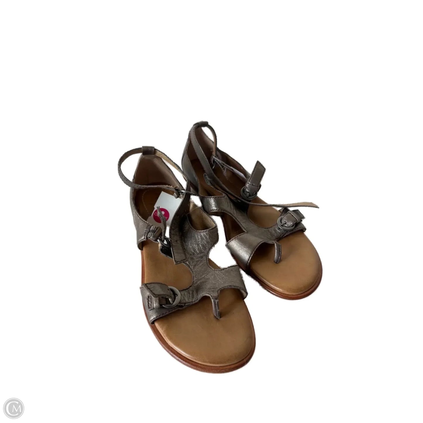 Sandals Flats By Clothes Mentor In Grey & Tan, Size: 7.5