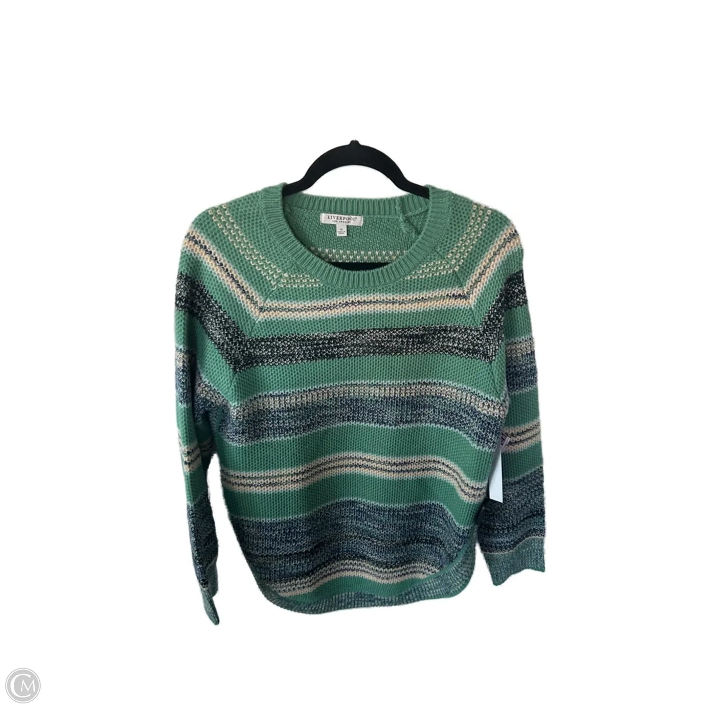 Sweater By Liverpool In Green & Grey, Size: M