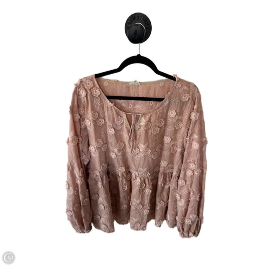 Top Long Sleeve By Pol In Pink, Size: L