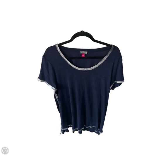 Top Short Sleeve By Vince Camuto In Blue & Silver, Size: M
