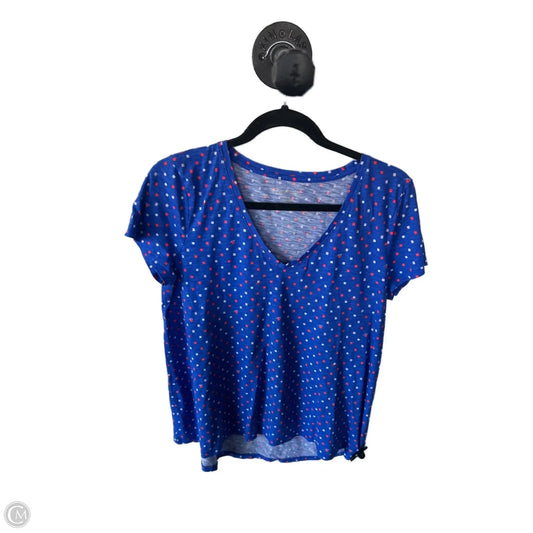 Top Short Sleeve Designer By Lilly Pulitzer In Blue & Red, Size: M