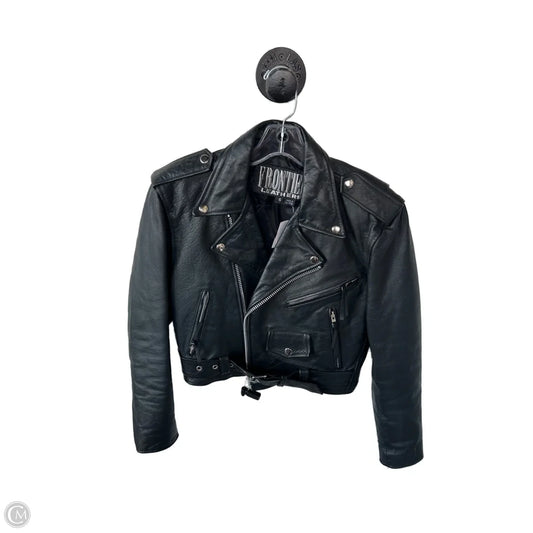 Jacket Moto Leather By Cmc In Blue, Size: S