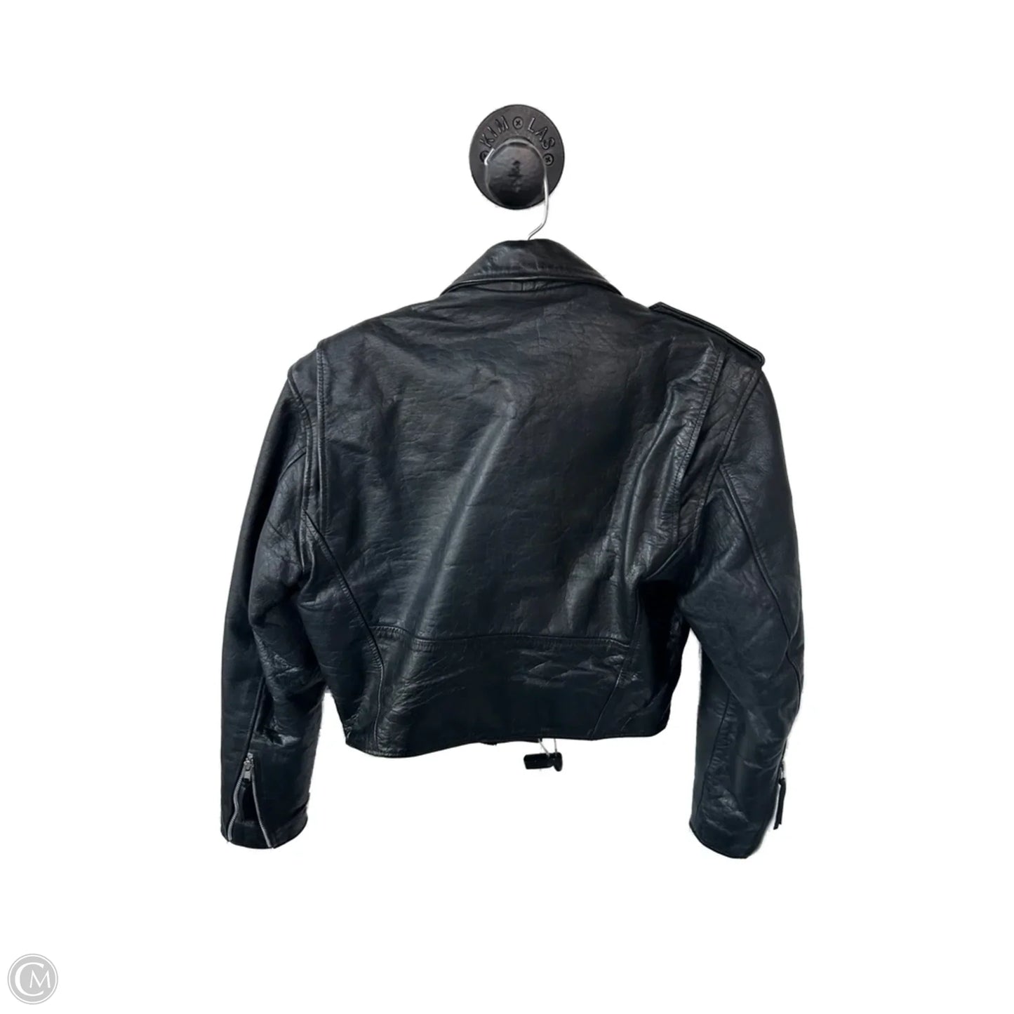 Jacket Moto Leather By Cmc In Blue, Size: S