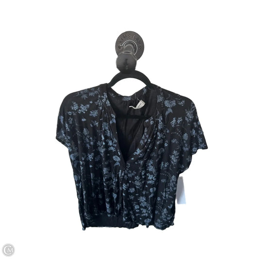 Top Short Sleeve By Lucky Brand In Black & Blue, Size: S