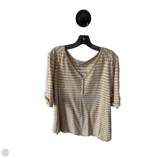 Top Short Sleeve By Chicos In Tan & White, Size: Xl