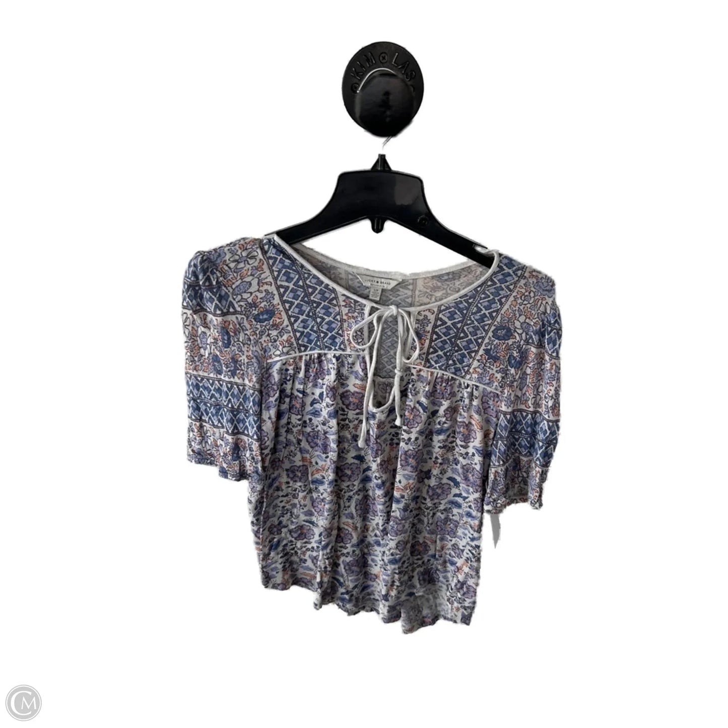 Top Short Sleeve By Lucky Brand In Blue & Purple, Size: S