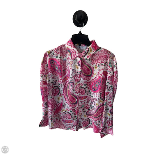 Top Long Sleeve By Clothes Mentor In Pink & White, Size: S