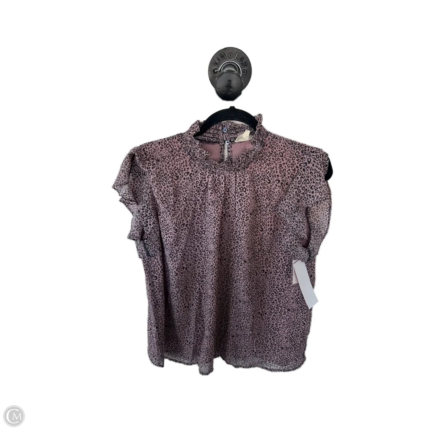 Top Short Sleeve By Ee Some In Black & Pink, Size: L