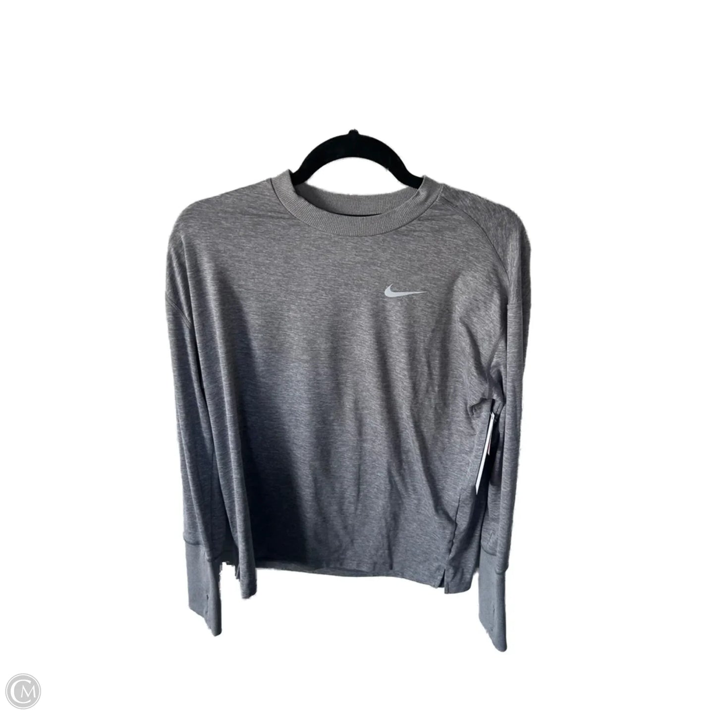 Athletic Top Long Sleeve Crewneck By Nike In Grey, Size: M