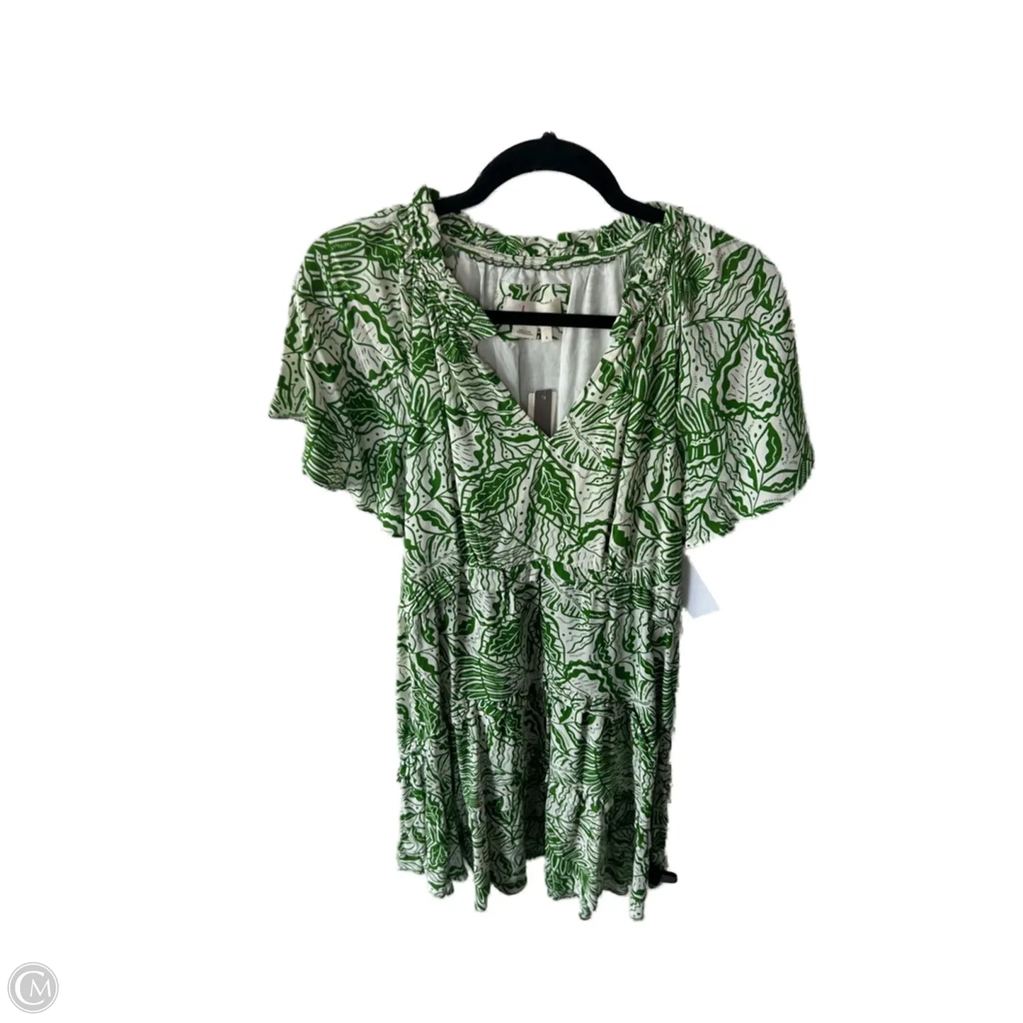 Dress Casual Short By Anthropologie In Green & White, Size: S