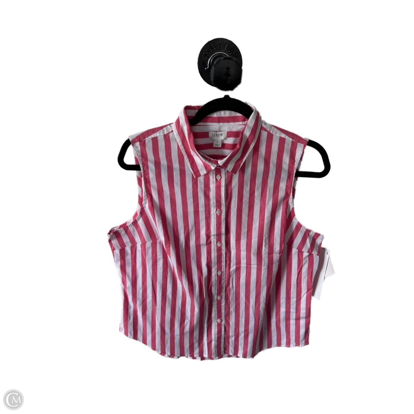 Top Sleeveless By J. Crew In Pink & White, Size: L