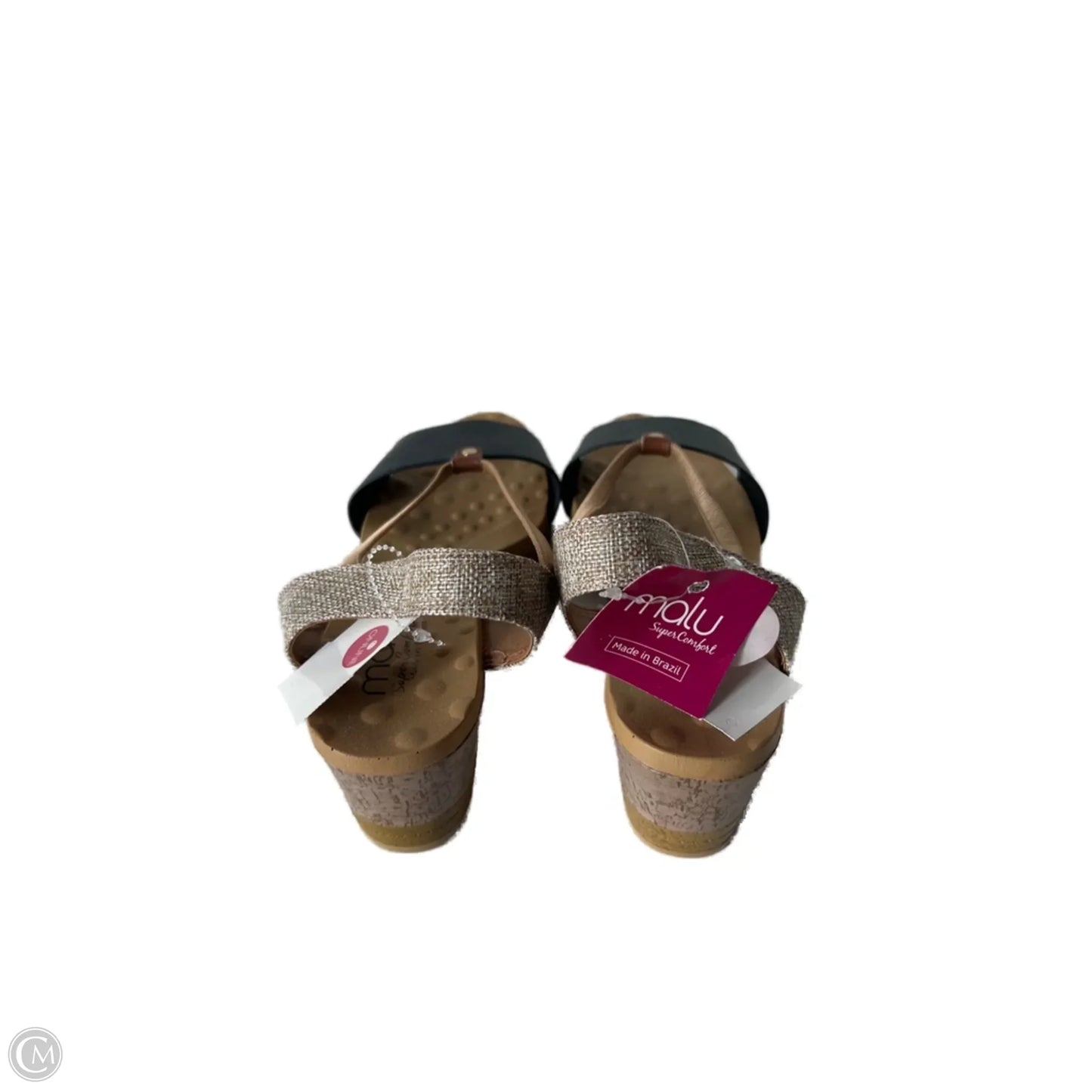 Sandals Heels Wedge By Clothes Mentor In Blue & Tan, Size: 10