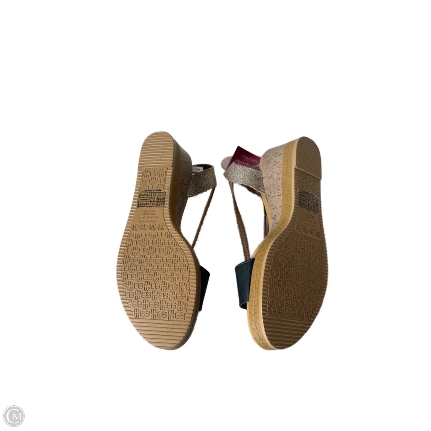 Sandals Heels Wedge By Clothes Mentor In Blue & Tan, Size: 10