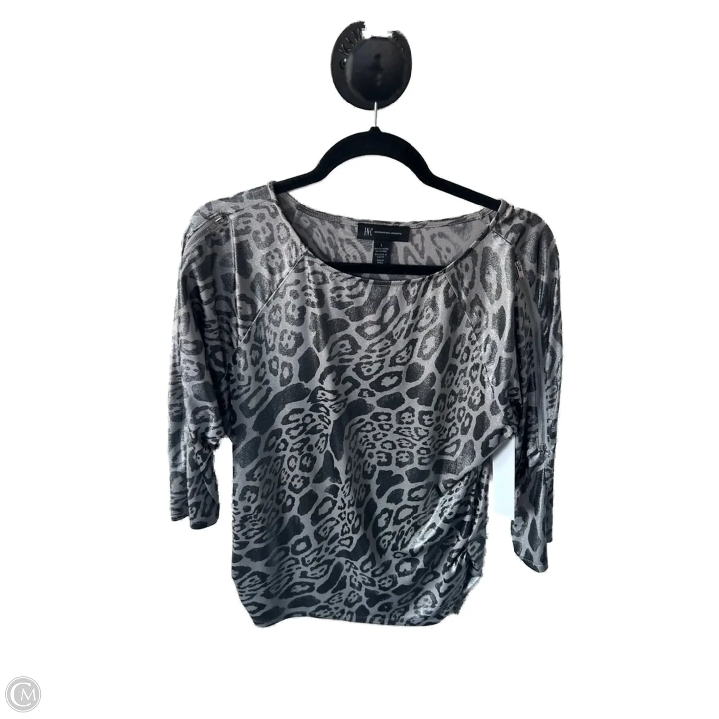 Top 3/4 Sleeve By Inc In Silver, Size: L