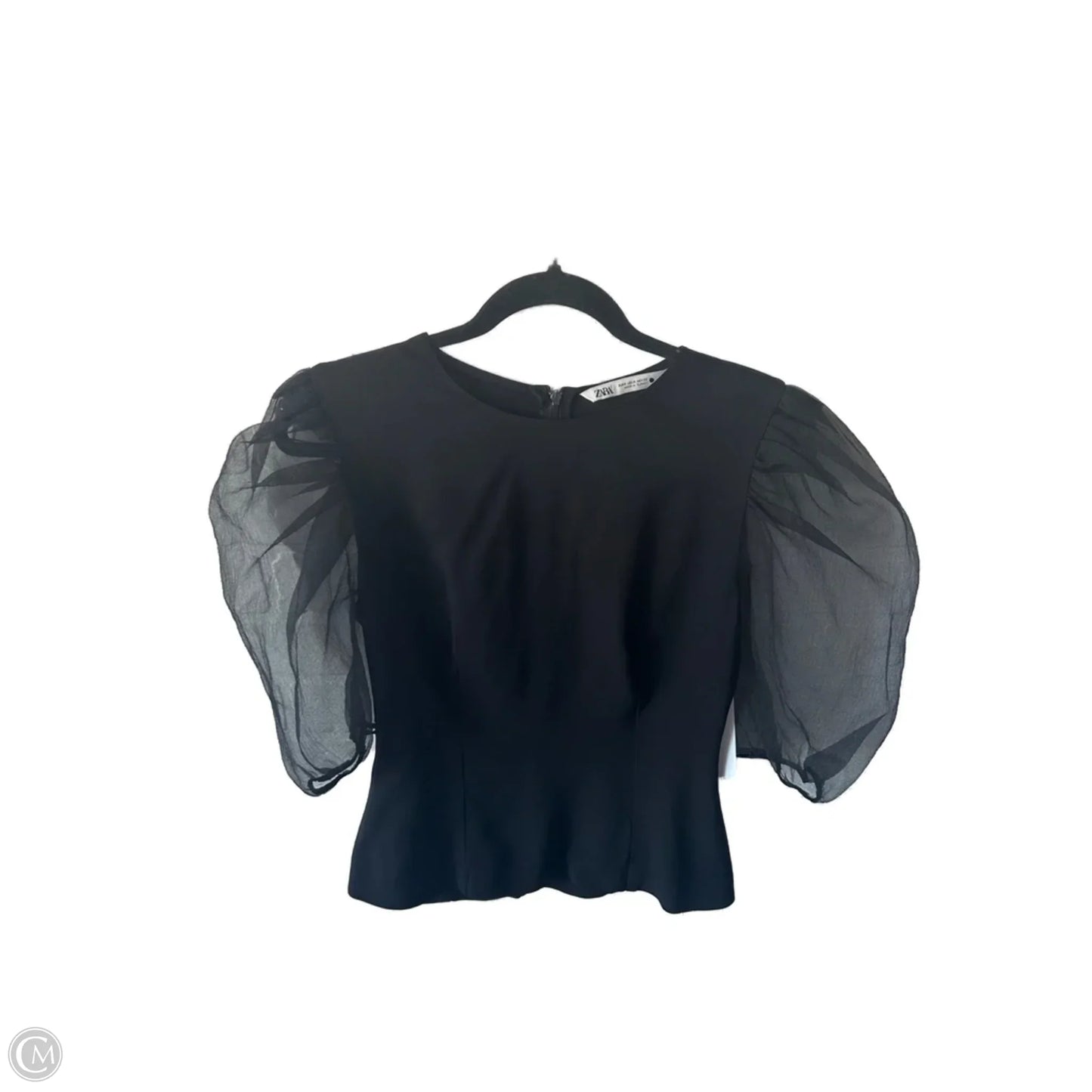 Top Short Sleeve By Zara In Black, Size: S