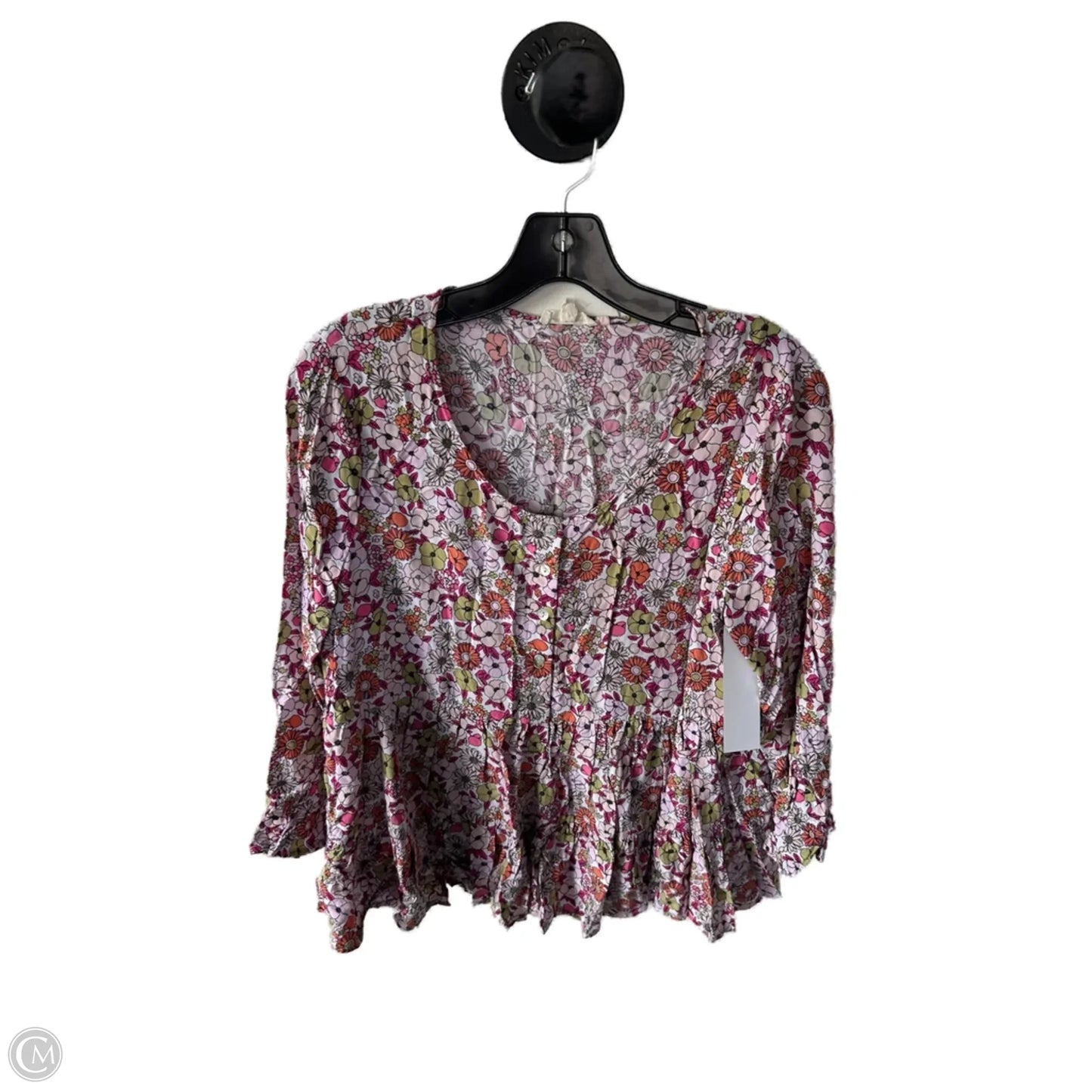 Top 3/4 Sleeve By Jane And Delancey In Pink & White, Size: L