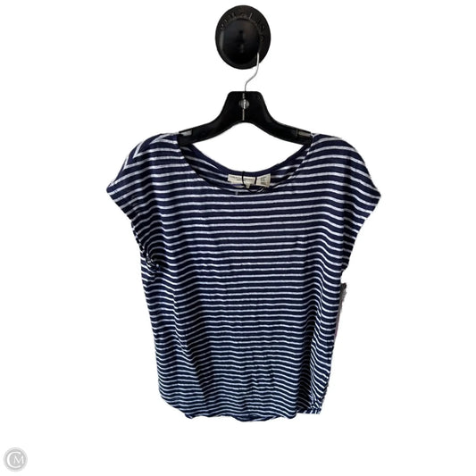 Top Short Sleeve Basic By Christian Siriano In Blue & White, Size: M