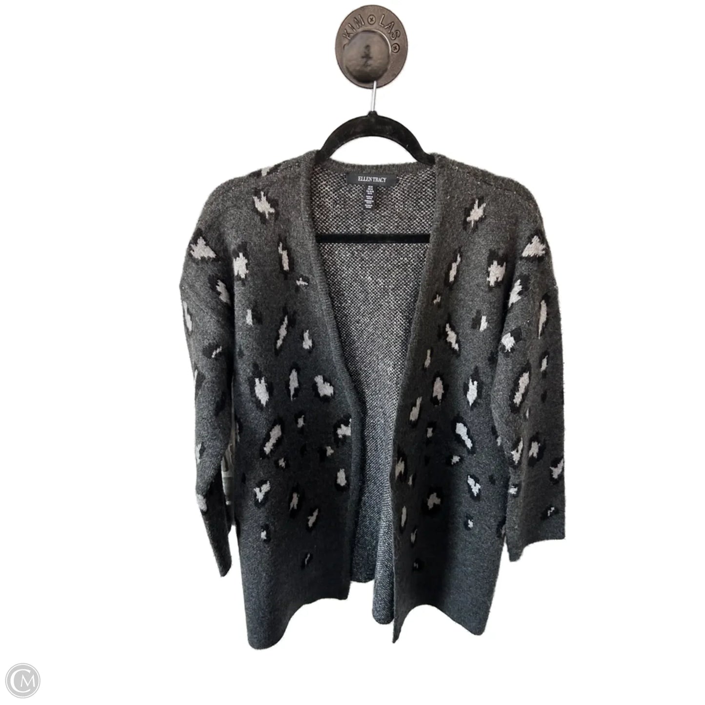 Sweater Cardigan By Ellen Tracy In Grey, Size: M