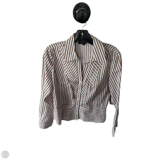 Top Long Sleeve By Jones New York In Brown & White, Size: Lp