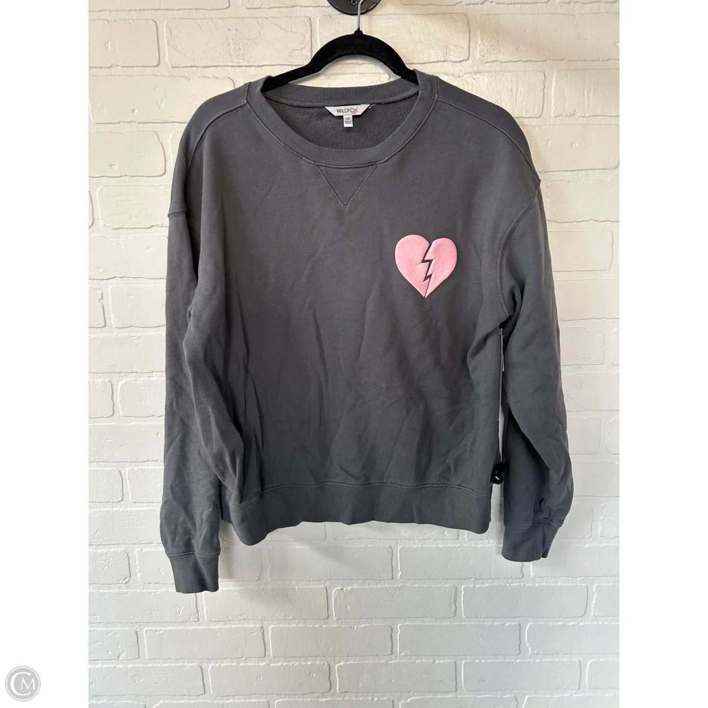 Sweatshirt Crewneck By Wildfox In Grey & Pink, Size: M
