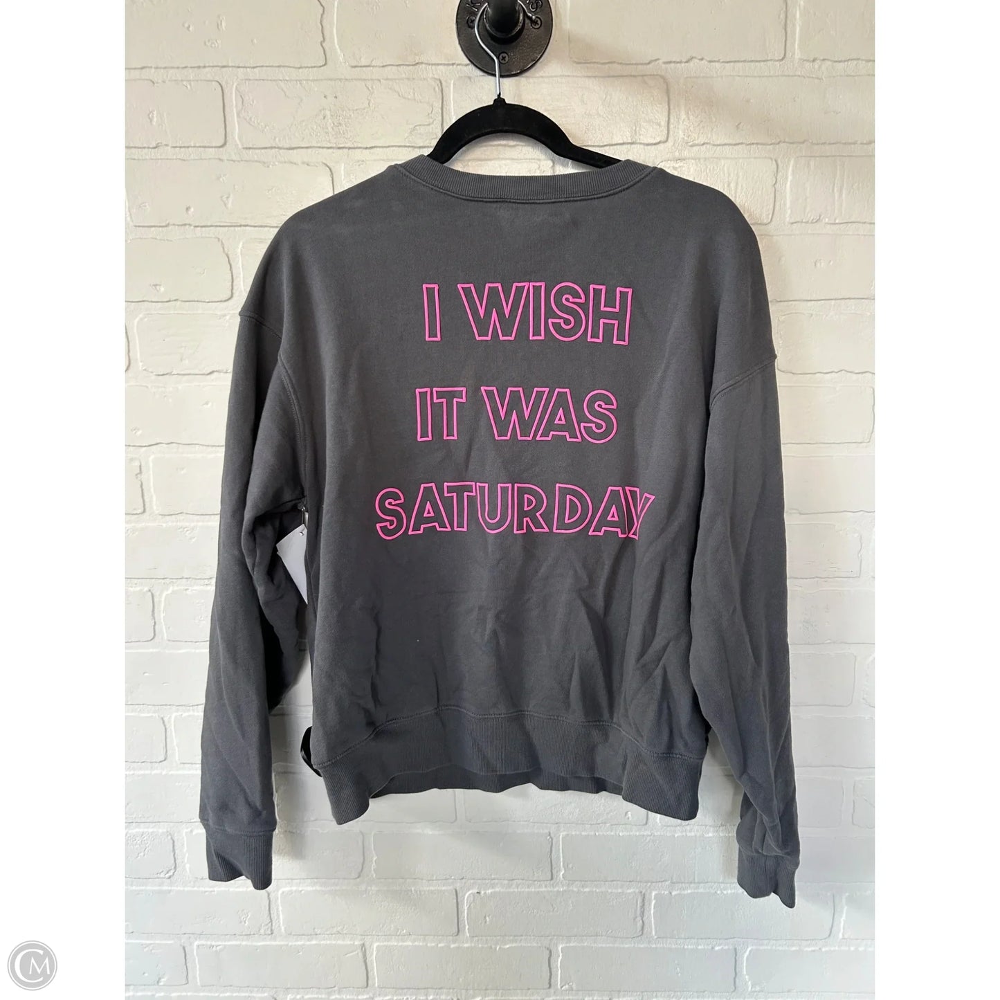Sweatshirt Crewneck By Wildfox In Grey & Pink, Size: M