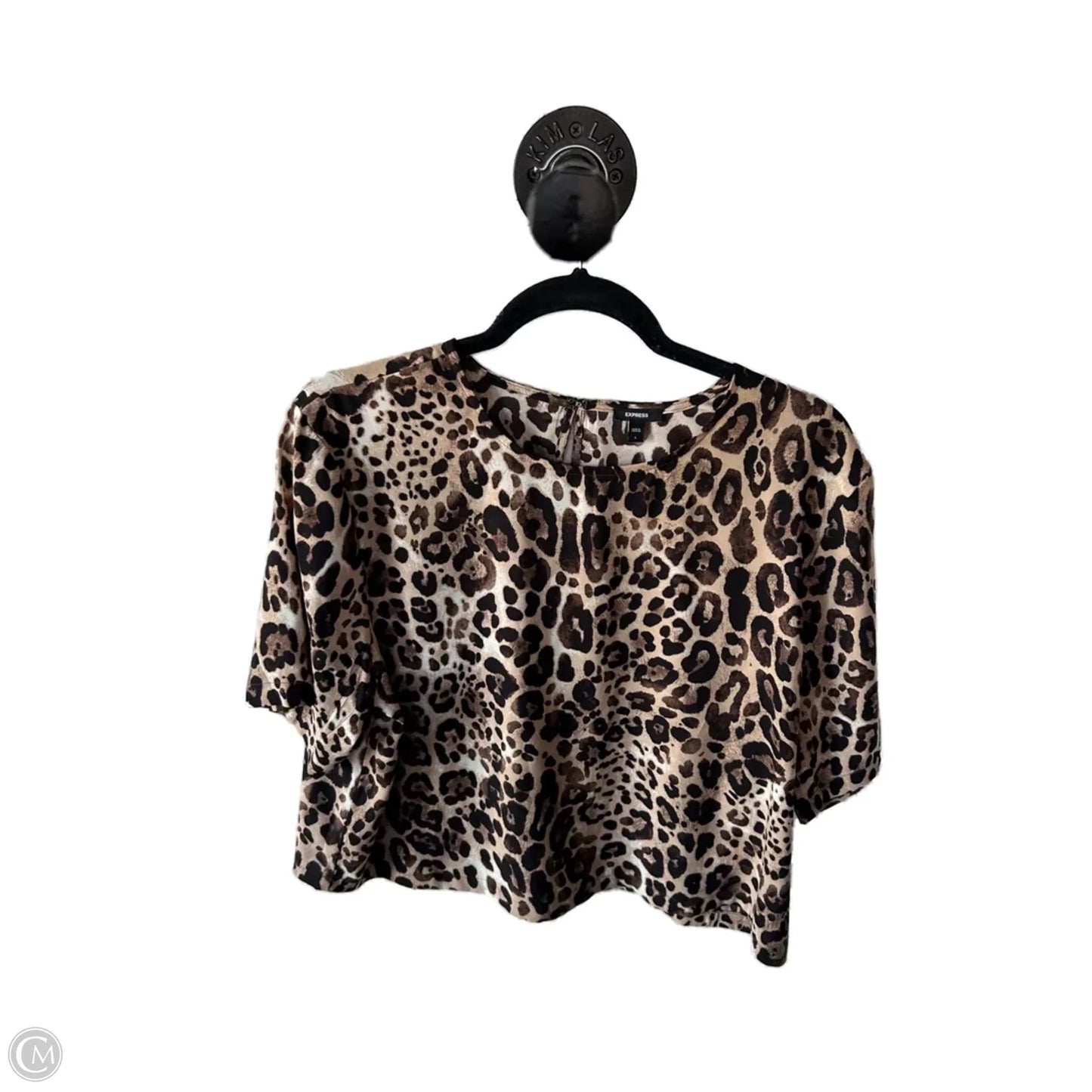 Top Short Sleeve By Express In Animal Print, Size: L