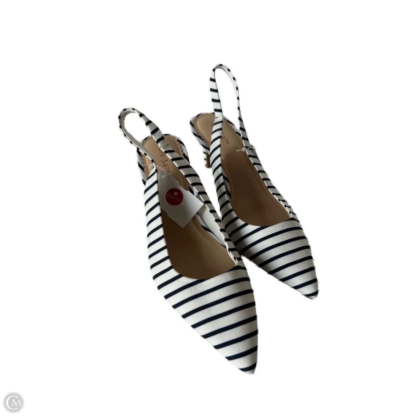 Shoes Heels Kitten By Clothes Mentor In Blue & White, Size: 9.5