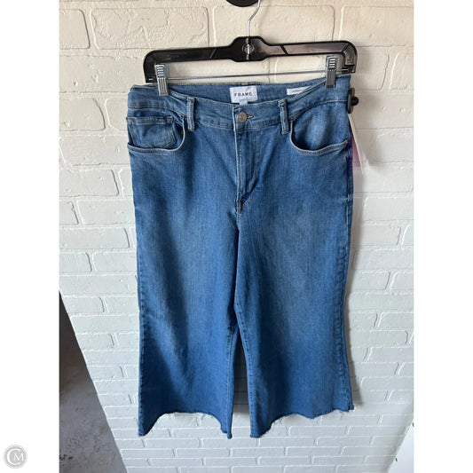 Jeans Cropped By Frame In Blue Denim, Size: 12