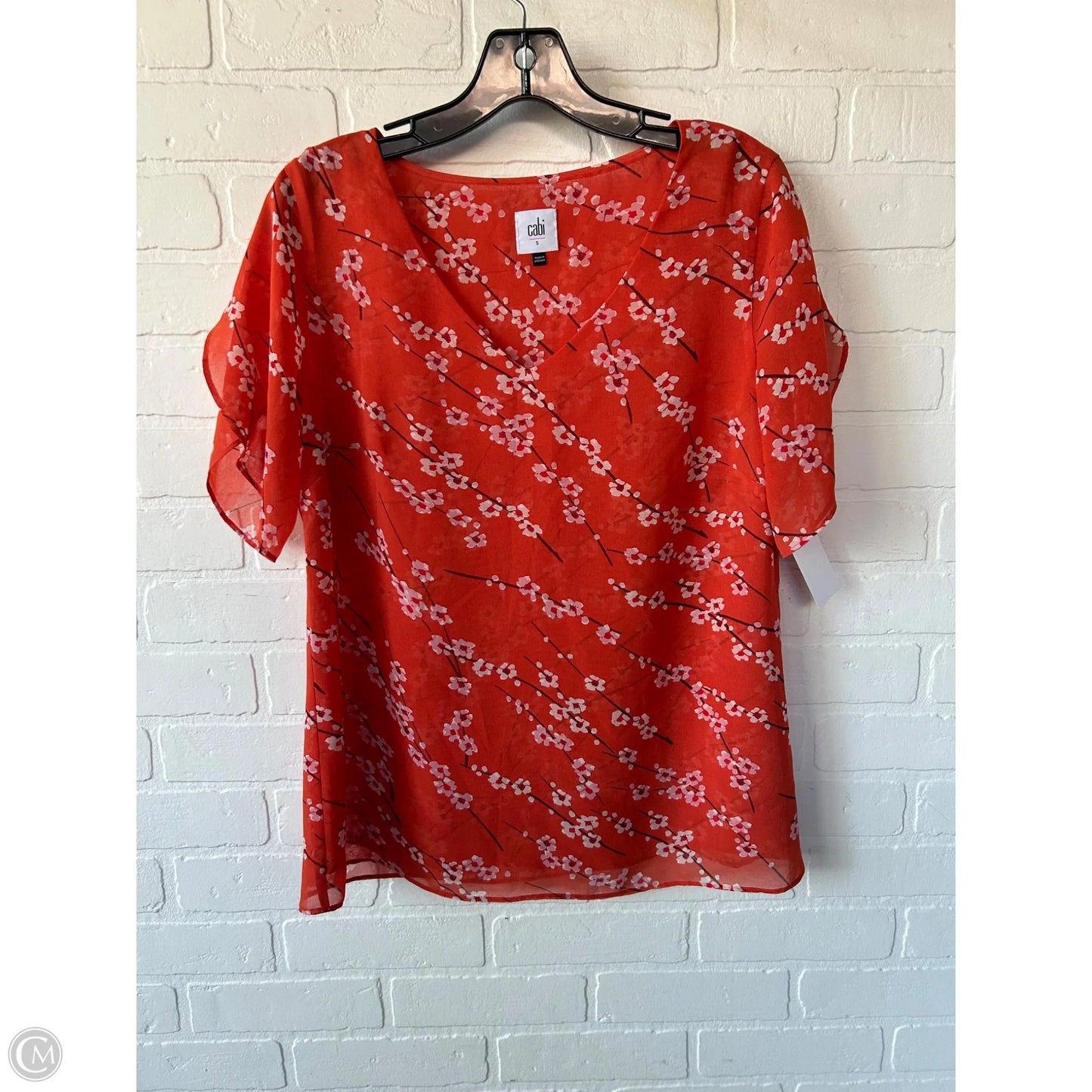 Top Short Sleeve By Cabi In Orange, Size: S