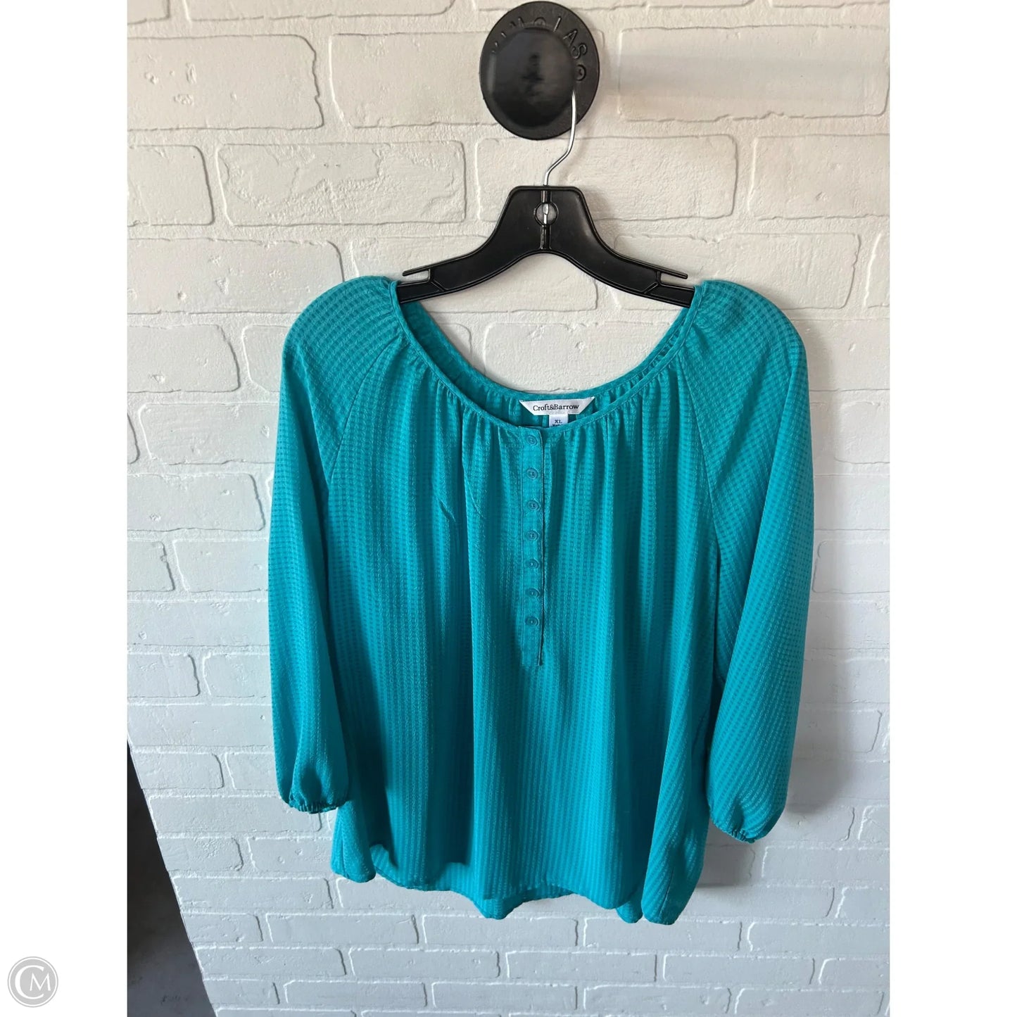 Top 3/4 Sleeve By Croft And Barrow In Blue, Size: Xl