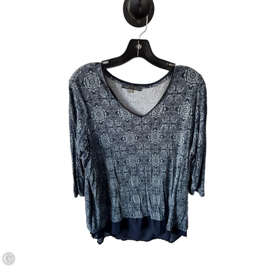 Top 3/4 Sleeve By Rose And Olive In Blue, Size: 1x
