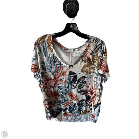 Top Short Sleeve By C And C In Blue & Tan, Size: 1x