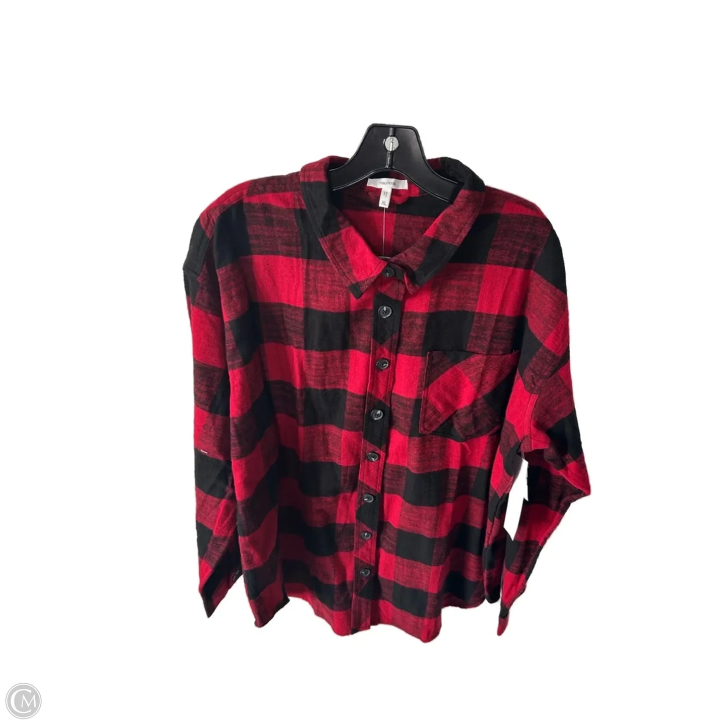 Top Long Sleeve By Maurices In Black & Red, Size: Xl