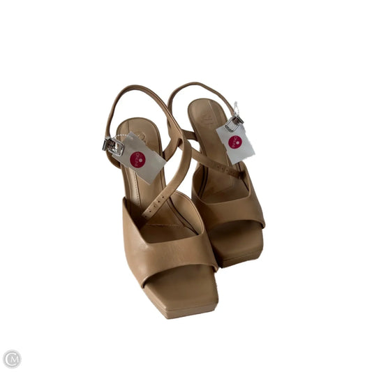 Sandals Heels Block By Clothes Mentor In Tan, Size: 9.5