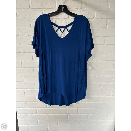 Top Short Sleeve Basic By Lane Bryant In Blue & White, Size: 1x