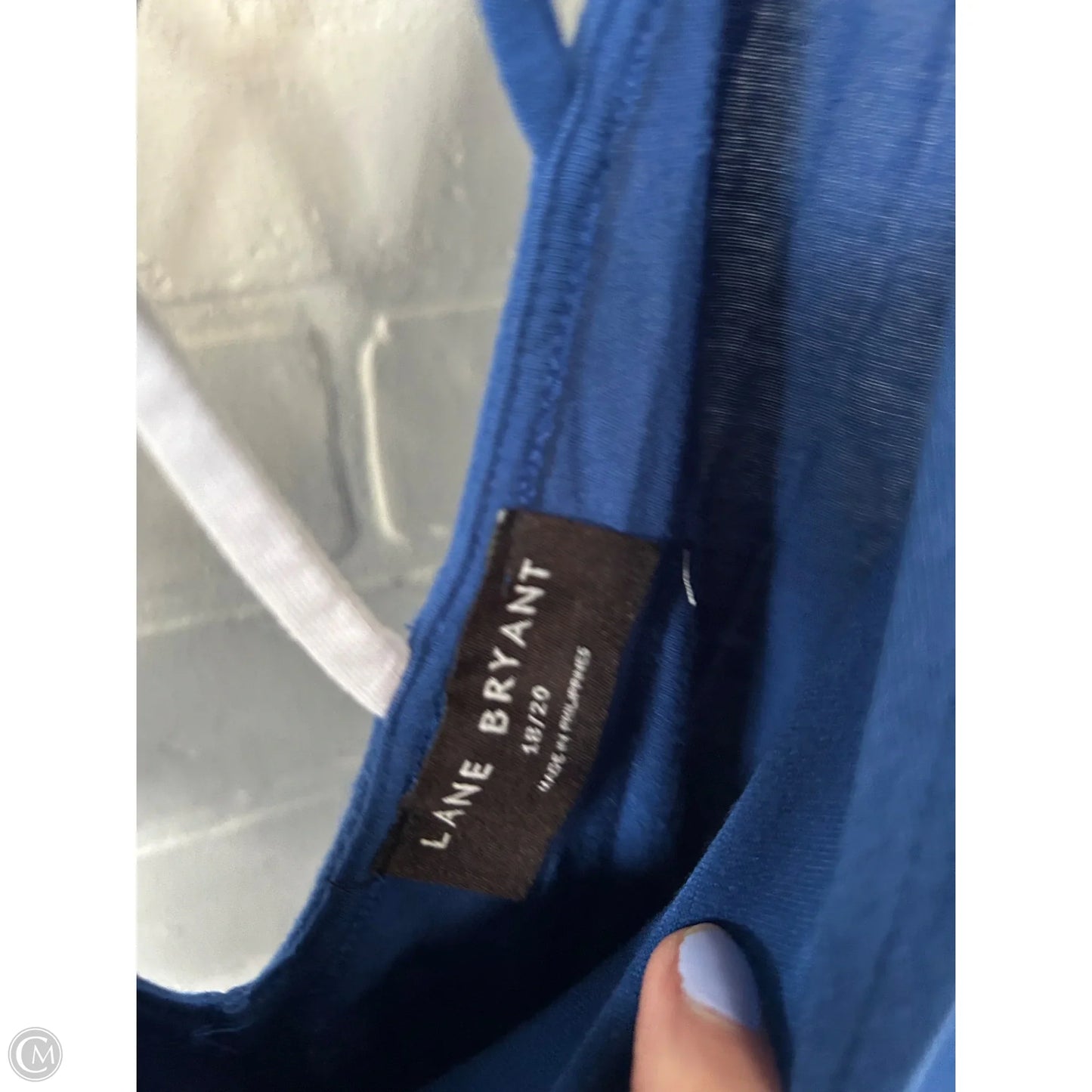 Top Short Sleeve Basic By Lane Bryant In Blue & White, Size: 1x